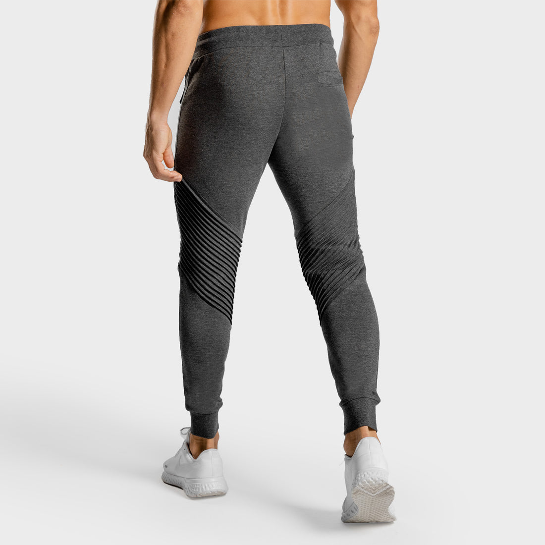 STATEMENT RIBBED JOGGERS- MELANGE GREY